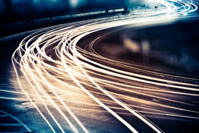 light traces on a road. Photo. 